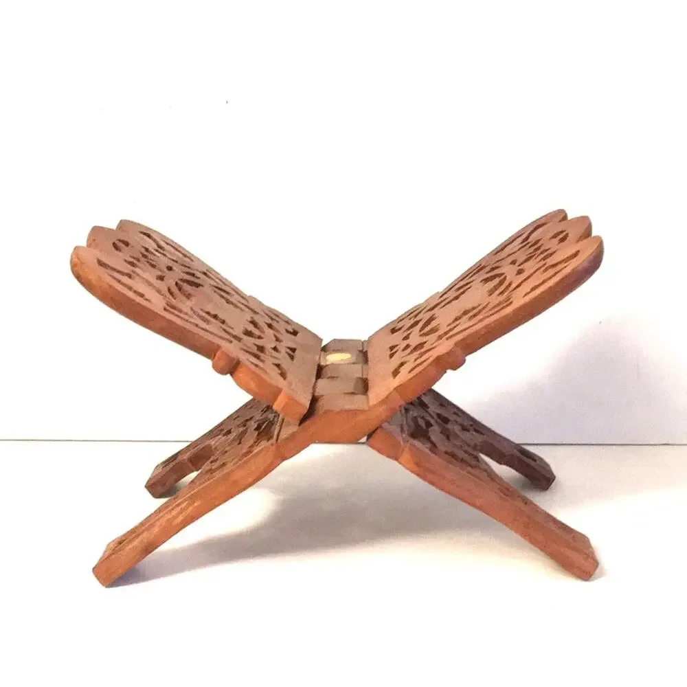 Vintage wooden handcrafted carved book holder tray